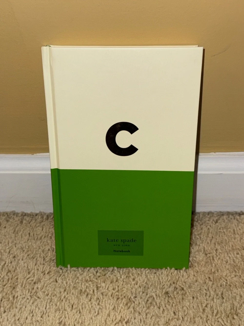 kate spade Two-Tone Initial Hardcover Notebook in Cream & Green